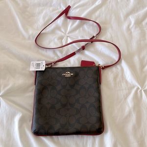 Brown/red signature crossbody Coach purse